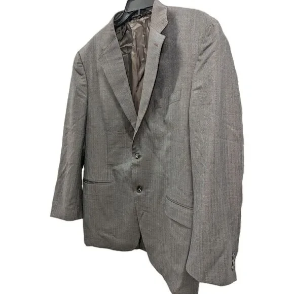 Canali Suit IT 56L 38 Grey Wool 2 Piece Windowpane Check Suit Eclectic Grandpa